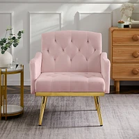 Streamdale Furniture Velvet Armchair With Metal Legs