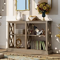 Streamdale Furniture Console Table With 3-Tier Open Storage Spaces And X Legs, Narrow Sofa Entry Table