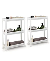 Sugift 2 Pieces 3-Tier Slim Detachable Storage Cart with Drainage Holes and Wheels