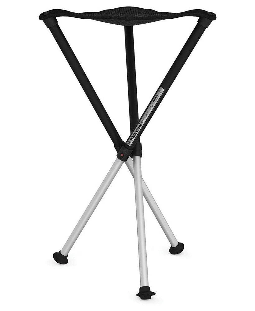 Walkstool Comfort Model - Black and Silver - 3 Legged Folding Stool in Aluminium - Height 30" (75 cm) - Maximum Load 550 Lbs - Made in Sweden