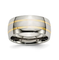 Chisel Titanium Polished with 14k Gold Inlay Wedding Band Ring