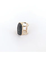 Sanctuaire Sanctuary Project Semi Precious Black Howlite Oval Statment Ring Gold