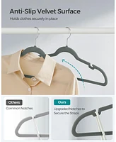 Slickblue 50-Pack Velvet Coat Hangers, Non-Slip Clothes Hangers with Shoulder Notches for Clothing Storage