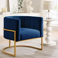 Streamdale Furniture Navy Velvet Accent Chair with Gold Stand