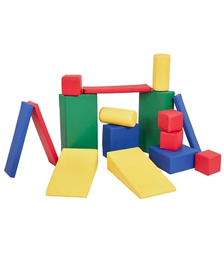 ECR4Kids SoftZone Soft Builder Blocks, Assorted, 16-Piece