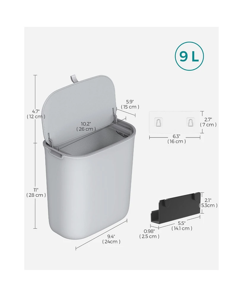 Slickblue 2.4-gallon Hanging Trash Can With Lid