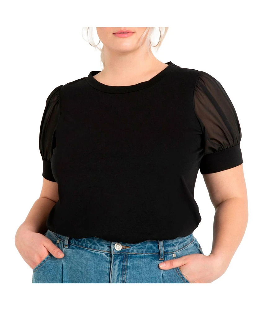 Eloquii Plus Size Combo Sleeve Tee