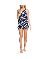 Lands' End Women's Chlorine Resistant High Neck Swim Dress One Piece Swimsuit