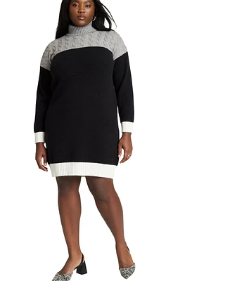 Eloquii Plus Size Colorblocked Sweater Mini Dress