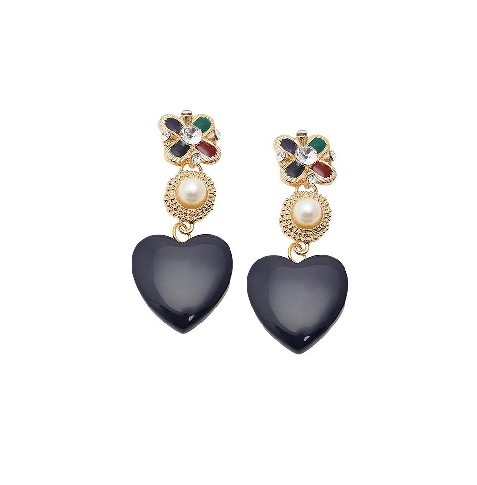 Sohi Women's Royal Heart Drop Earrings