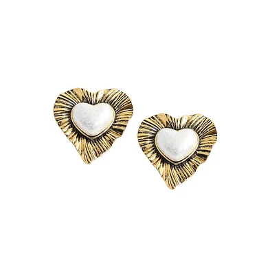 Sohi Women's Pink Royal Heart Stud Earrings