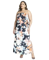 Eloquii Plus Printed Satin Bias Dress