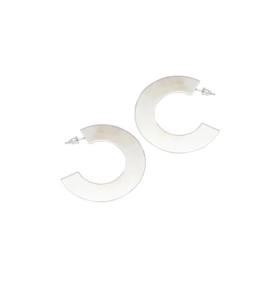 Sohi Women's Silver Contemporary Drop Earrings
