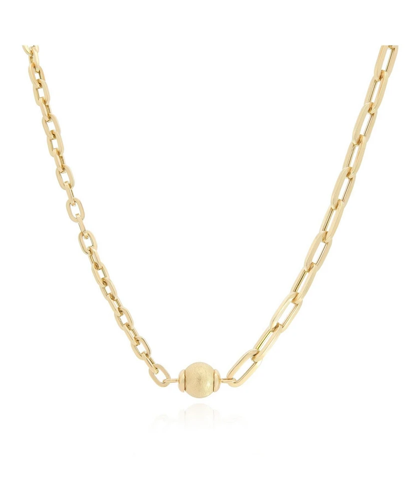 The Lovery Half & Half Link Golden Ball Necklace 14K Gold