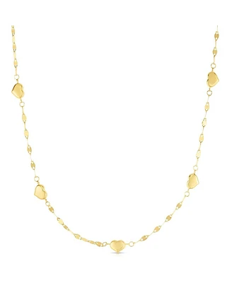 The Lovery Shimmer Heart Station Necklace 14K Gold