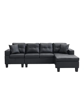 Simplie Fun Modern Black L-Shaped Sectional Sofa Set for Living Room