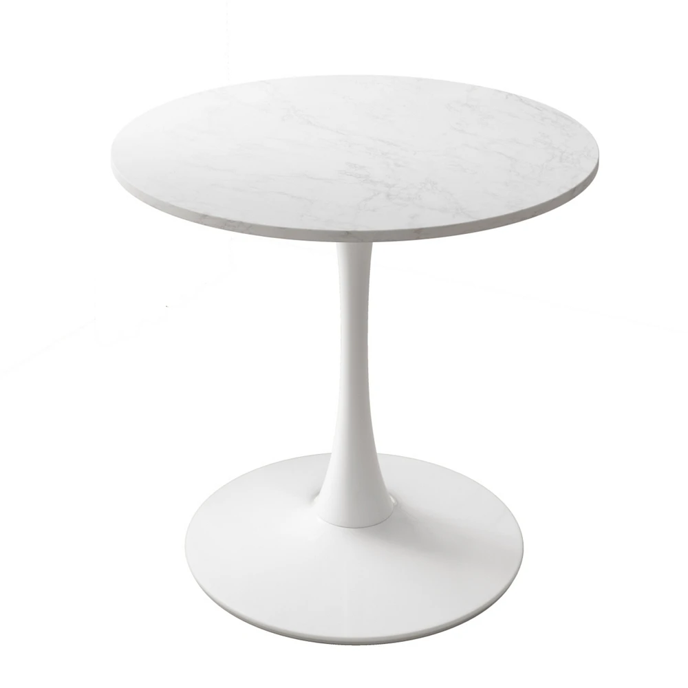 Simplie Fun 32" Modern Round Dining Table With Printed Marble Tabletop