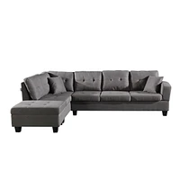 Simplie Fun Fabric Left Chaise Living Room Sofa Set With Storage Ottoman