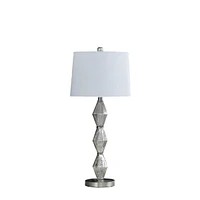 Streamdale Furniture 29.5" In Emil Moderne Geometric Glass Brushed Silver Table Lamp