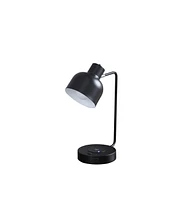 Simplie Fun 15.25"In Vadim Black Adjustable Student Desk Task Table Lamp with Charging Usb Port Station