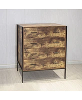 Rustic Brown 4 Drawer Dresser with Steel Frame