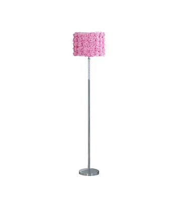 Streamdale Furniture 63"In Pink Roses In Bloom Acrylic/Metal Floor Lamp