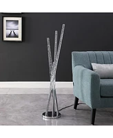 Streamdale Furniture 48.75" In Carina Modern 5 Acrylic Upright Legs Stix Led Silver Metal Floor Lamp