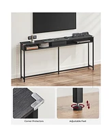 Slickblue Narrow Console Table With 2 Outlet And Usb Ports