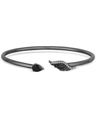 Onyx & Diamond (1/6 ct. t.w.) Maleficent Cuff Bangle Bracelet in Black Rhodium-Plated Sterling Silver