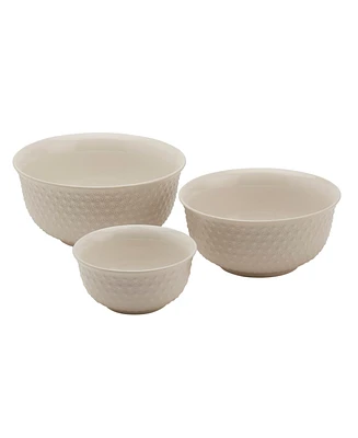 Tabletops Unlimited 3 Piece Embossed White Bowl Set - 8", 7" 5"