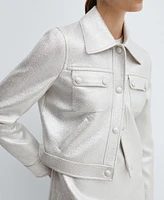 Mango Women's Pockets Detail Metallic Jacket