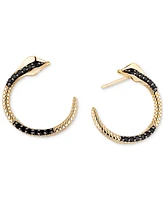 Black Diamond Jafar Snake Small Hoop Earrings (1/5 ct. t.w.) in 10k Gold