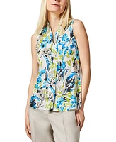 Kasper Petite Printed Tie-Neck Sleeveless Top