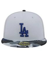 New Era Men's Gray Los Angeles Dodgers Active Team Camo 59FIFTY Fitted Hat