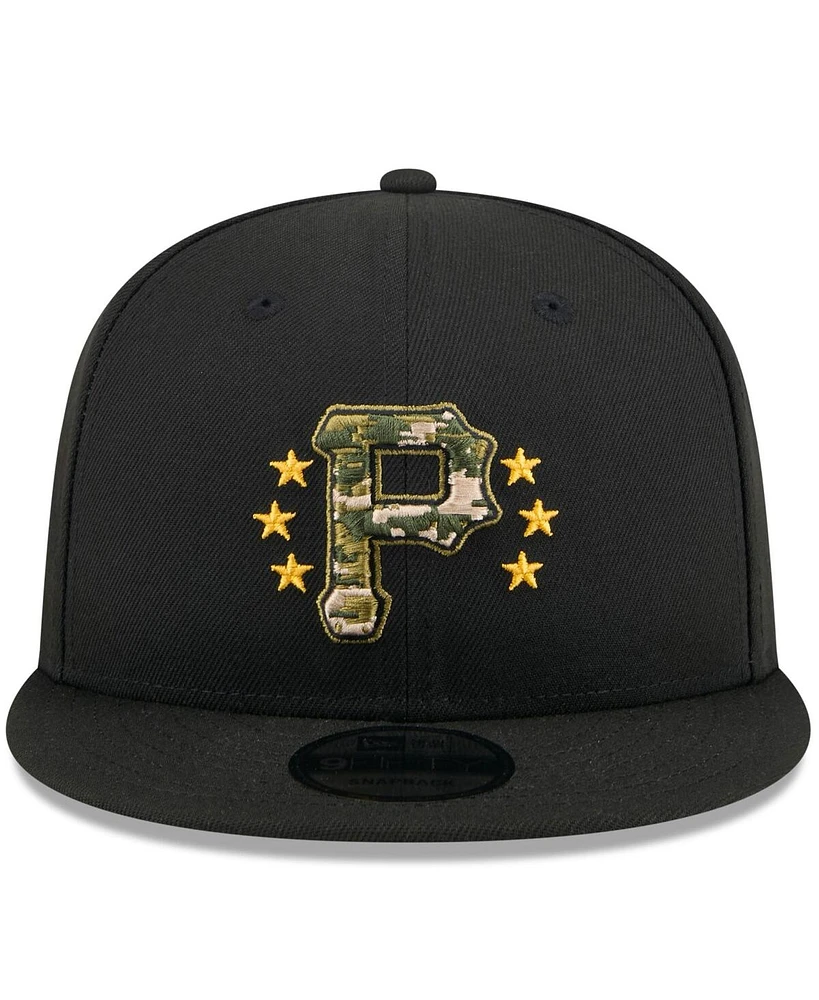 New Era Men's Black Pittsburgh Pirates 2024 Armed Forces Day 9FIFTY Snapback Hat