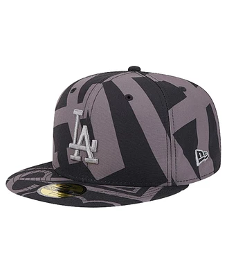New Era Men's Black Los Angeles Dodgers Logo Fracture 59FIFTY Fitted Hat
