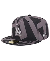 New Era Men's Black Los Angeles Dodgers Logo Fracture 59FIFTY Fitted Hat