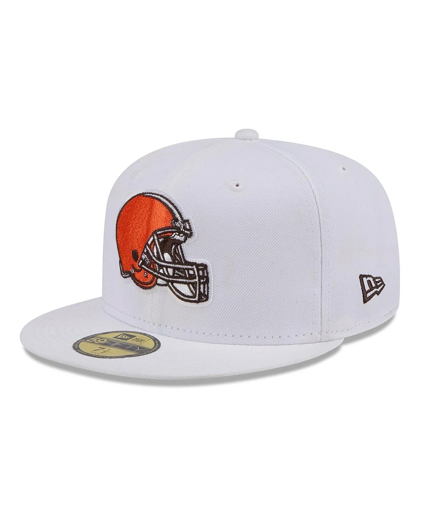 New Era Men's White Cleveland Browns Omaha 59FIFTY Fitted Hat