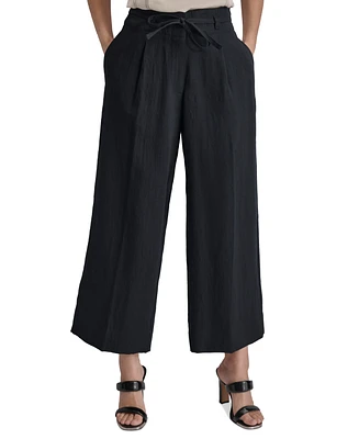 Dkny Women's High Rise Tie-Waist Wide Leg Pants