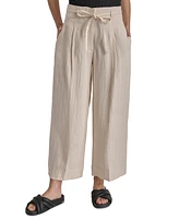 Dkny Women's High Rise Tie-Waist Wide Leg Pants