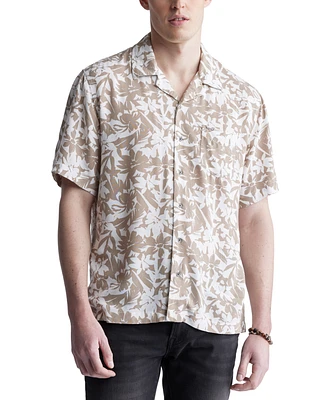 Buffalo David Bitton Men's Sandro Printed Short Sleeve Button-Front Camp Shirt