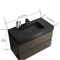Gray Bathroom Vanity with Sink, Large Storage Wall Mounted