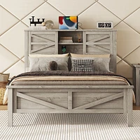 Rustic Full Farmhouse Bed with Charging Station