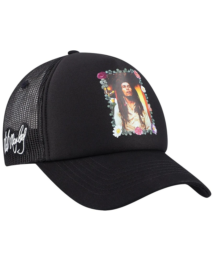 Primitive Apparel Men's and Women's Black Bob Marley Everlasting Adjustable Trucker Hat