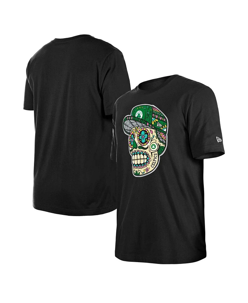 New Era Men's and Women's Black Boston Celtics Sugar Skull T-Shirt