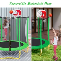 Mini Toddler Trampoline with Enclosure and Basketball Hoop
