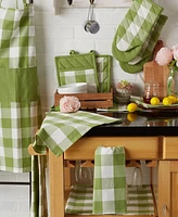 Design Imports Buffalo Check Kitchen Collection, Classic Farmhouse Dishtowel Set, 20x30", Antique Green, 3 Piece