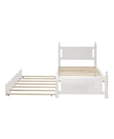 Streamdale Furniture Twin Size Platform Bed with Trundle, No Box Spring Needed