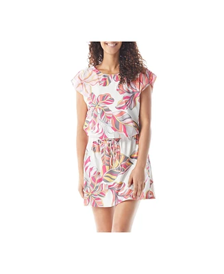 Beach House Style Women's Floral Print Eva Boat Neckline Dress