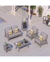 Mondawe 6 Pieces Patio Conversation Set with Heater and Coffee Table